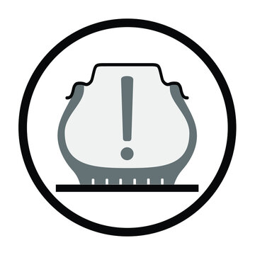 Ein Symbol f&uuml;r ein Reifendruckkontrollsystem in Schwarz und Wei&szlig; isoliert auf Wei&szlig;.