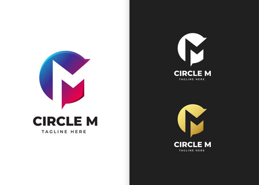 Letter M logo vector illustration with circle shape design