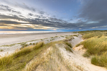 Landscape view of sand dune on the North sea coast