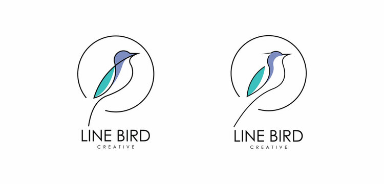Beautiful and simple bird line art, logo design inspiration