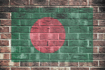 Bangladesh flag on a brick wall background