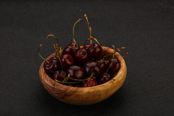 Sweet cherry in the basket