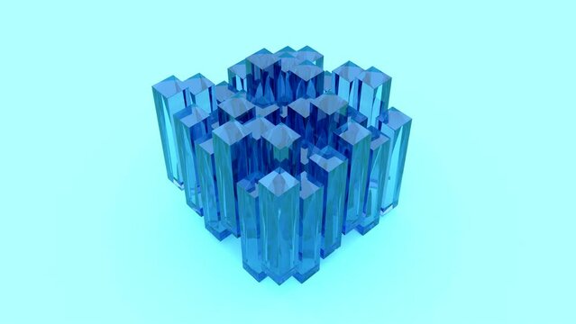 Blue glass boxes intro able to loop seamless 4k