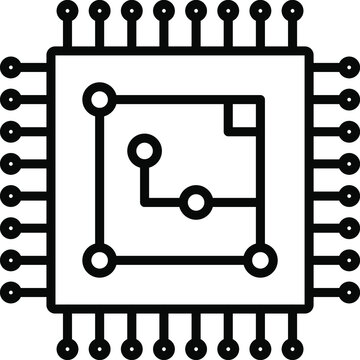 Chip, circuit, computer, cpu, microchip, processor vector icon or logo isolated on transparent background.