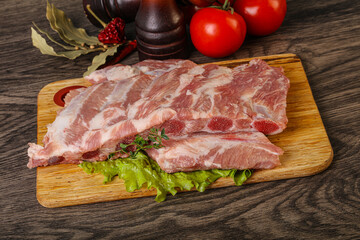 Raw pork ribs for cooking