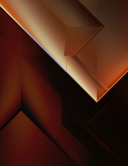 Geometric dynamic shapes. Technology digital template with shadows and lights on gradient background. Trendy simple geometric color gradient abstract background. 3D illustration.