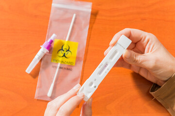 Cassette of Covid19 antigen test samples with negative result.