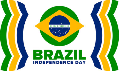 Brazil Independence Day. National happy holiday. Freedom day design. Celebrate annual in September 7. Brazil flag. Patriotic Brazilian vector illustration. Poster, template and background