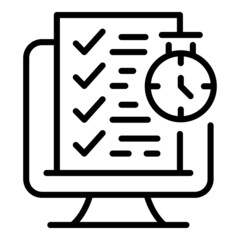 Computer test icon outline vector. Exam study. Online education