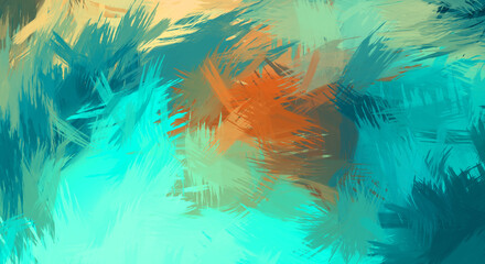 Abstract background of colorful brush strokes. Brushed vibrant wallpaper. Painted artistic creation. Unique and creative illustration.