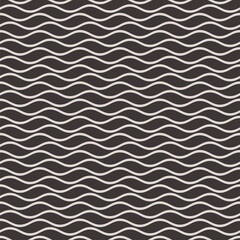 Wavy Lines Seamless Background in Black and White Color. Vector Tileable pattern.