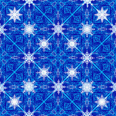 white snowflake designs in blue decoration