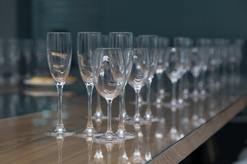 Wine glasses for the degustation on the table