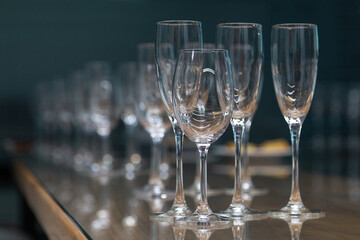 Wine glasses for the degustation on the table