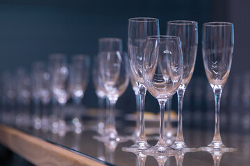 Wine glasses for the degustation on the table