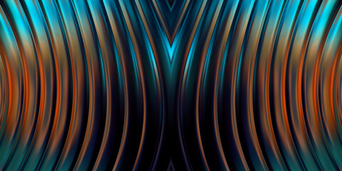 3D illustration of colorful wavy reflective design wallpaper. Graphic illustration for wallpaper, banner, background, card, book cover or website. Abstract glossy background.