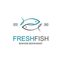 abstract fish icon for restaurant menu design isolated on white background