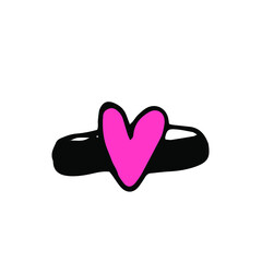 doodle ring with a heart