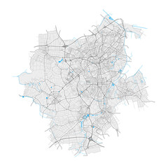 Monchengladbach, Germany Black and White high resolution vector map