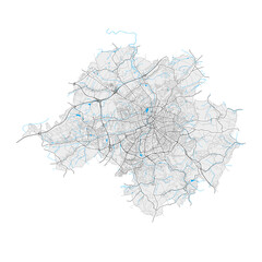 Chemnitz, Germany Black and White high resolution vector map