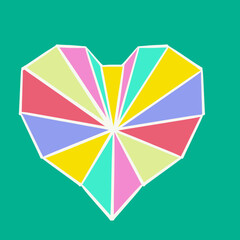 heart,sublimation,graphics,linear divided heart,triangles of the heart,rhombuses of the heart,rainbow,blue,red,pink,green,light green,black,white,heart lined with lines postcard,invitation,packing tag