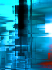 Layers of colorful and vibrant geometrical shapes. Digital illustration of a tech layout. Futuristic design template.