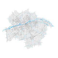 Hamm, Germany Black and White high resolution vector map