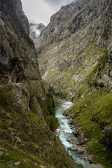Ruta del Cares trail nature landscape in Picos de Europa national park, Spain