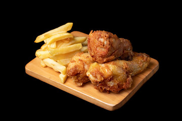 Pollo frito con papas fritas