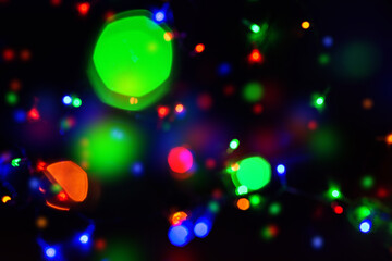 Bokeh effect, colored lights out of focus in the dark