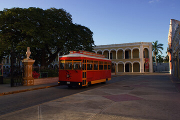 Tram service in the city of Campeche Mexico