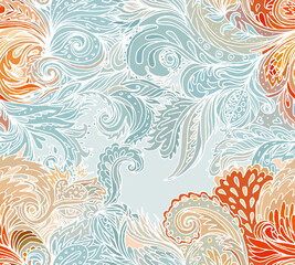 Fototapeta na wymiar Beautiful ornate floral paisley seamless pattern