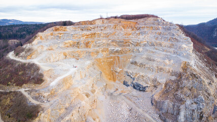 Aerial view of a stonepit at the Kanzel mountain near Graz in Austria