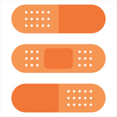 Set of medical patch. Flat illustration. Isolated elements on white background. 