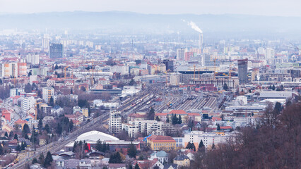 Aerial view of the city of Graz in Austria