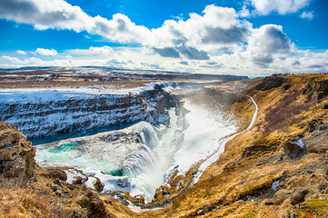 Der Wasserfall Gullvoss auf Island