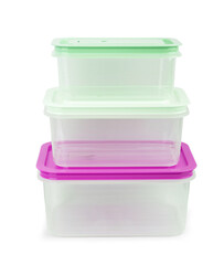 Black Plastic food container with cover on white background with clipping path