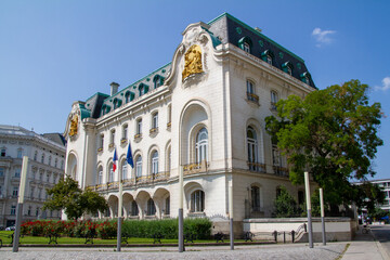Fototapeta na wymiar Vienna, Austria, July 22, 2021. The French Embassy in Austria is the diplomatic representation of the French Republic to the Republic of Austria.