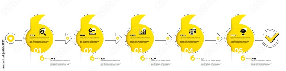 Wall mural quotes bookmarks journey infographics. business infographic timeline with 5 steps. workflow process 