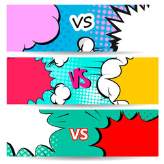 Versus letters fight backgrounds comics style design. Vector illustration