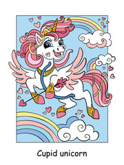 Cute unicorn head with rainbow mane vector illustration