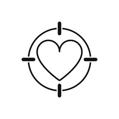Heart icon in target crosshair, vector illustration.
