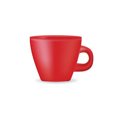 vector illustration, red cup on a white isolated background. red vector realistic mug, ceramic. drinkware
