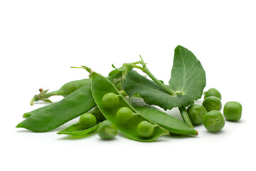 Fresh peas with bean on white