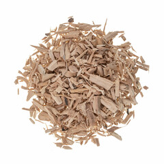 Closeup of Sandalwood splinters isolated on white background