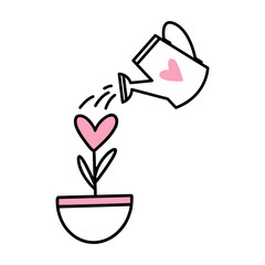 An icon of watering can and flower in pot. © nastya