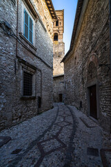 Picturesque alley in the medieval town of Narni, Umbria region, Italy