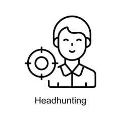 Headhunting vector Outline icon for web isolated on white background EPS 10 file
