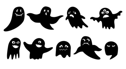 The silhouette of ghosts. Collection of vector illustrations.