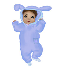 African american baby boy. Watercolor african american baby boy isolated on white background. 